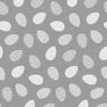 Easter seamless pattern with patterned Easter eggs in grayscale. Happy Easter. Springtime. Season