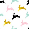 Easter seamless pattern with rabbits