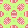 Easter seamless pattern. Repeated cute eggs and flowers.