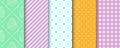Easter seamless Patterns collection. Eggs, Gingham, Polka Dot and Striped pattern designs set