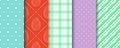 Easter seamless Patterns collection in pastel colors. Eggs, Gingham, Polka Dot and Striped pattern designs set Royalty Free Stock Photo
