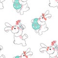 Easter Seamless repeatable pattern for textile or wrapping print with rabbits.