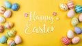 Easter season poster Happy easter greeting with colorful egg prints and pattern Royalty Free Stock Photo