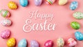 Easter season poster Happy easter greeting with colorful egg prints and pattern Royalty Free Stock Photo
