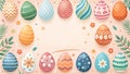 Easter season poster Happy easter greeting with colorful egg prints and pattern