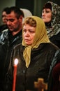 Easter service on the night of 1 may 2016 the Russian Orthodox Church in Kaluga region. Royalty Free Stock Photo