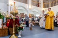 Easter service in the Orthodox Church in the Kaluga region of Russia.