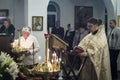 Easter service in the Orthodox Church in Kaluga region of Russia.