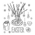 Easter set in doodle style for design. Vector graphics. Royalty Free Stock Photo