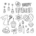 Easter set in doodle style for design. Vector graphics. Royalty Free Stock Photo