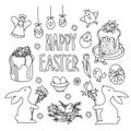 Easter set in doodle style for design. Vector graphics. Royalty Free Stock Photo