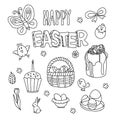Easter set in doodle style for design. Vector graphics. Royalty Free Stock Photo