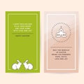 Easter Set of Postcards, Gift Tags, Web Banners Drawn in a Linear style. Frame with Easter Bunnies and Traditional