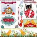 Easter set scrapbook background Royalty Free Stock Photo