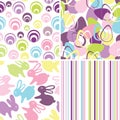 Easter set with seamless backgrounds