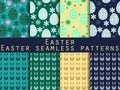 Easter. Set of seamless patterns. Easter Bunny and Easter egg. Template for wallpaper, tile, tissues and structures.