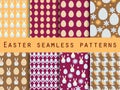 Easter. Set of seamless patterns. Easter Bunny and Easter egg. Template for wallpaper, tile, tissues and structures.