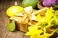 Easter setting with gift box Royalty Free Stock Photo