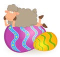 Easter sheep with colored egg