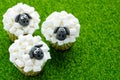 Easter sheep cupcakes , funny cakes shaped cute sheeps with marshmallow