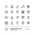 Easter Sign Black Thin Line Icon Set. Vector Royalty Free Stock Photo