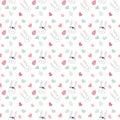 Easter simple seamless pattern with bunny,eggs and hearts isolated on white background Royalty Free Stock Photo