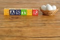 Easter spelled with colorful alphabet blocks Royalty Free Stock Photo