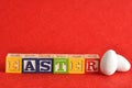 Easter spelled with colorful alphabet blocks Royalty Free Stock Photo