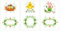 Easter spring birds cards set Royalty Free Stock Photo