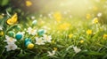 Easter spring flower background fresh flower and butterfly Royalty Free Stock Photo