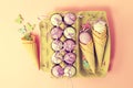 Easter or Spring, Food Concept. Fresh Eggs in Box for Eggs with