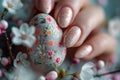 Easter spring manicure nail art. ai generated Royalty Free Stock Photo