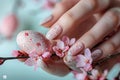 Easter spring manicure nail art. ai generated Royalty Free Stock Photo