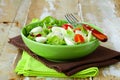 Easter Spring salad with quail eggs, tomatoes Royalty Free Stock Photo