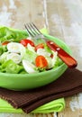 Easter Spring salad with quail eggs, tomatoes Royalty Free Stock Photo