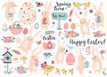 Easter and spring set with cute bunnies