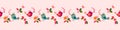 Easter, springtime day seamless border pattern with small daisy, butterfly and cute love birds Royalty Free Stock Photo