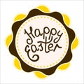 Easter stamp. Happe Easter hand made inscription vector illustration for holiday banner