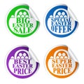 Easter stickers big sale,special offer,best price,super price with basket colorful Royalty Free Stock Photo