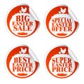 Easter stickers big sale,special offer,best price,super price with chicken Royalty Free Stock Photo