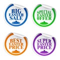 Easter stickers big sale,special offer,best price,super price with eggs in the grass colorful Royalty Free Stock Photo