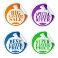 Easter stickers big sale,special offer,best price,super price with rabbit colorful Royalty Free Stock Photo