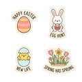 Easter Stickers - Bunny, Chick, Egg, and Spring Flowers Royalty Free Stock Photo