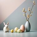 Easter still life in minimal style and pastel colors