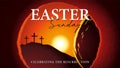 Easter Sunday morning, He is risen - tomb and three cross Royalty Free Stock Photo