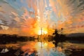 Easter Sunday Morning sunrise reflecting a prayerful moment. Generative AI Royalty Free Stock Photo