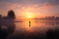 Easter Sunday Morning sunrise reflecting a prayerful moment. Generative AI