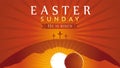 Easter Sunday - He is risen, tomb and three crosses Royalty Free Stock Photo