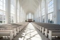 easter sunday service serene and light filled church interior with radiant stained glass windows