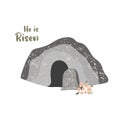 Easter Sunday tomb He is risen. Vector illustration. Cave. Empty tomb of Jesus. Royalty Free Stock Photo